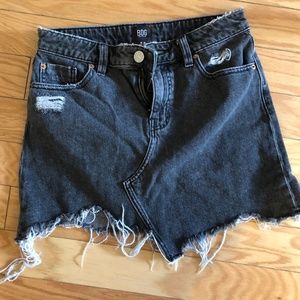 BDG Gray Distressed Denim Mini Skirt